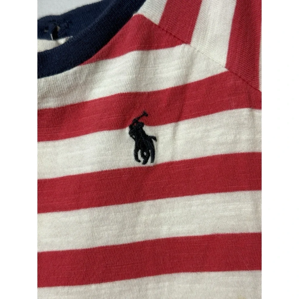 Ralph Lauren Baby Girl Striped Dress 3 Months Cotton Ruffle‎ Hem Pink White G50
